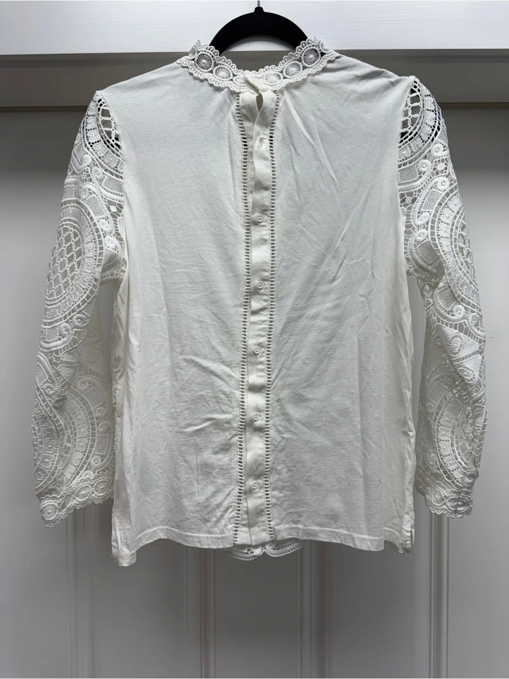 Anthropologie White Circular Lace High-Neck Blouse